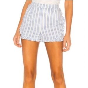 Majorelle Striped Whitney White & Blue Stripe Ruffle Zip Closure Shorts NWT
